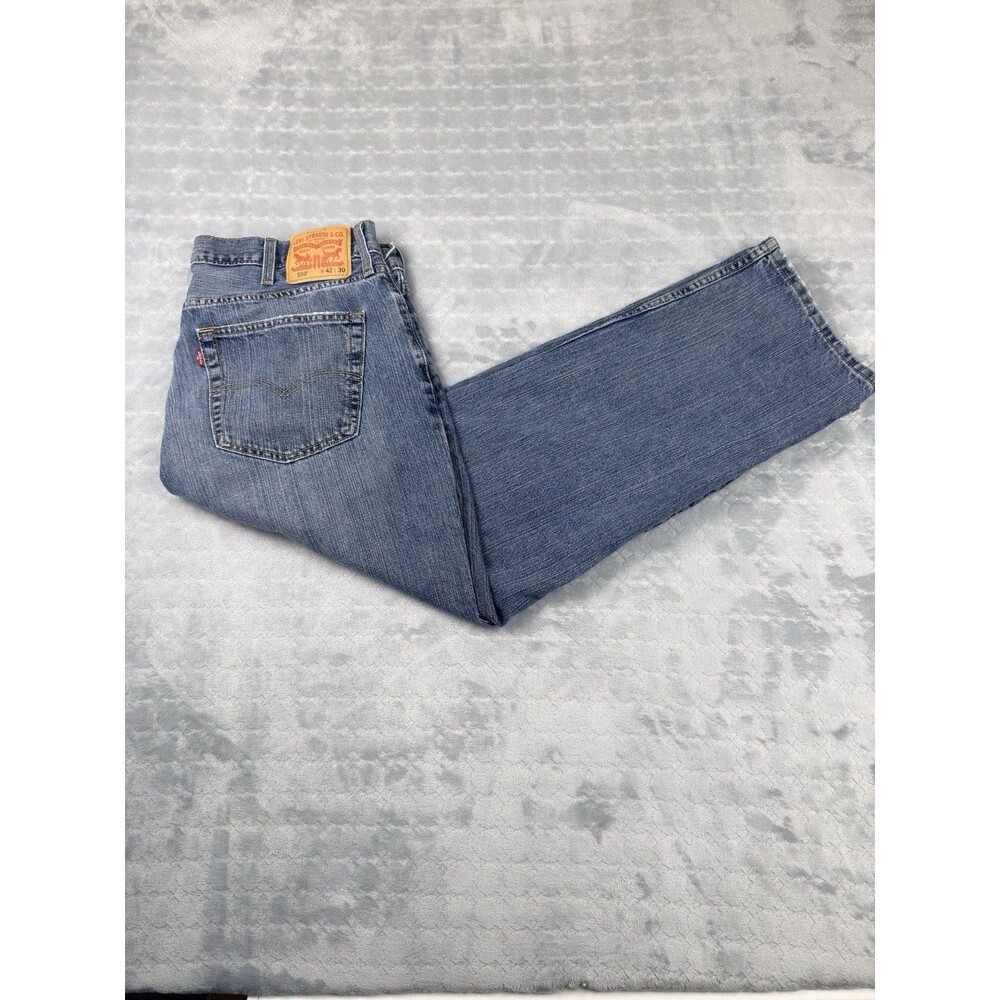 Levis 559 Relaxed Straight Jeans Mens 42x30 Blue Denim Medium Wash